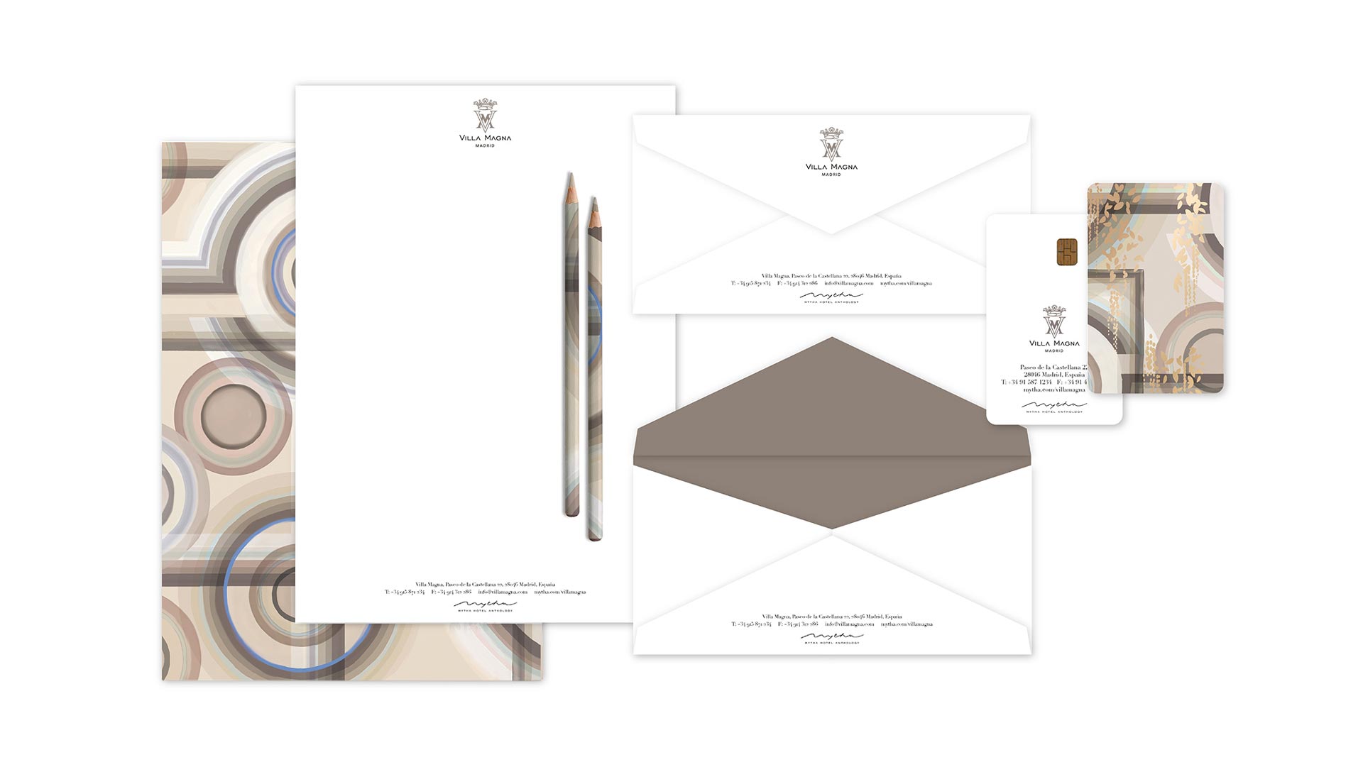 15:03 design, Ksenia Smirnova, Stationery design for Villa Magna in Madrid, Spain, a part of Mytha Hotel Anthology, a chain of luxury hotels in the Mediterranean Sea