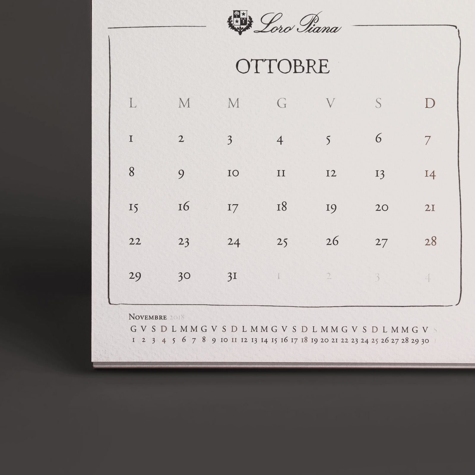 Illustrations for Loro Piana Annual Calendar 2018 by Ksenia Smirnova, 1503 Design