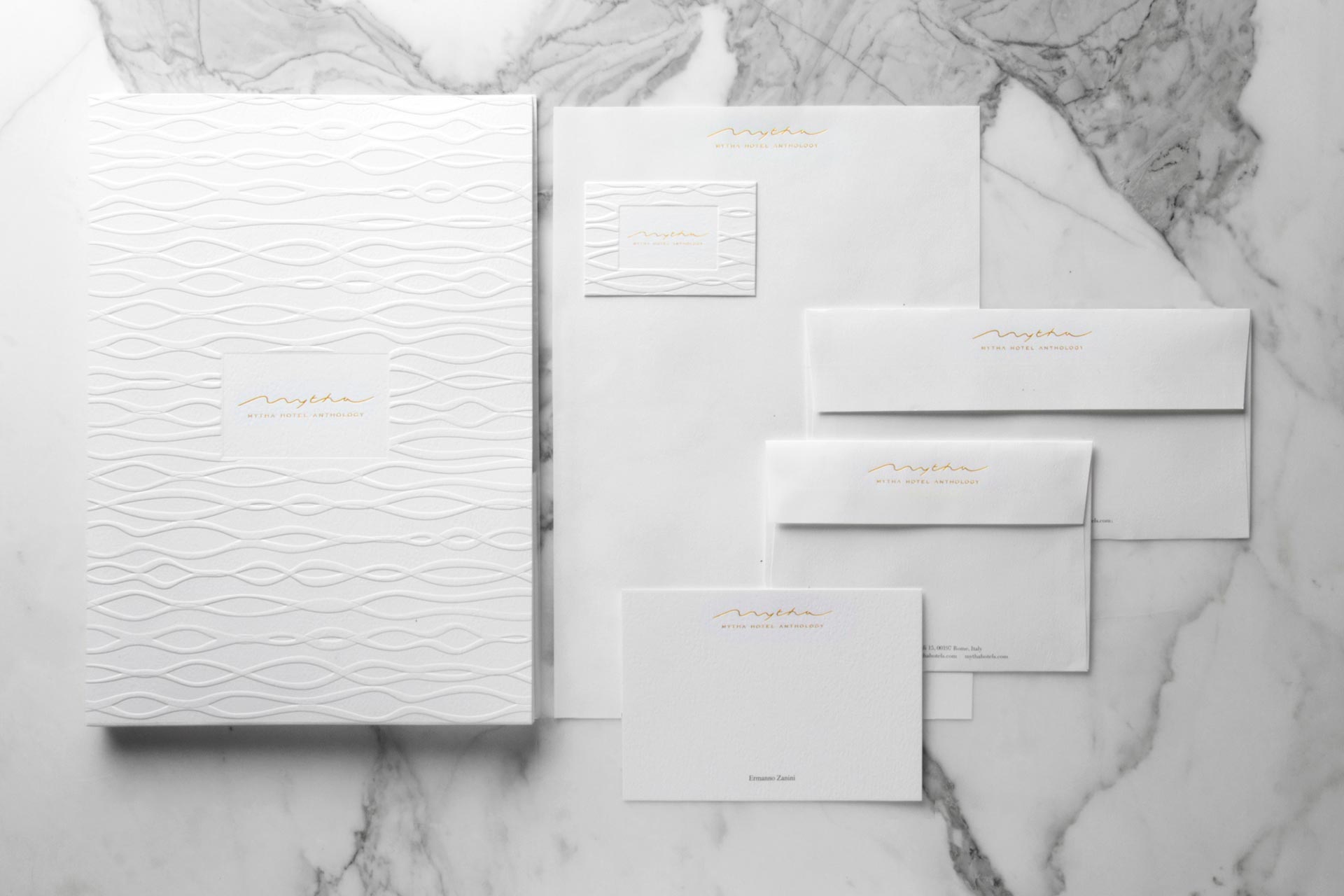 15:03 design, Ksenia Smirnova, Stationery design for Mytha Hotel Anthology, a chain of luxury hotels in the Mediterranean Sea