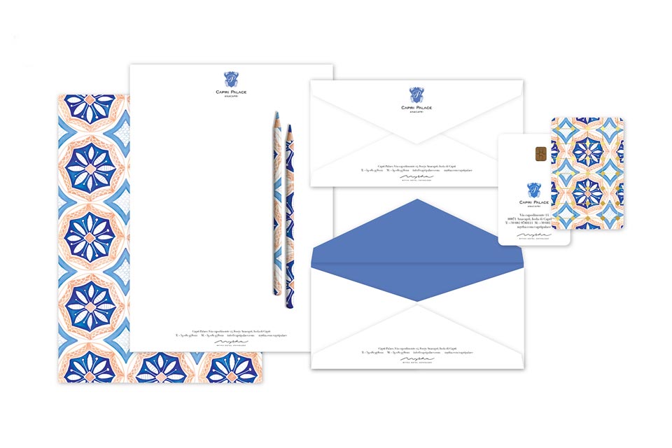 15:03 design, Ksenia Smirnova, Stationery design for Capri Palace on Capri island, Italy, a part of Mytha Hotel Anthology, a chain of luxury hotels in the Mediterranean Sea