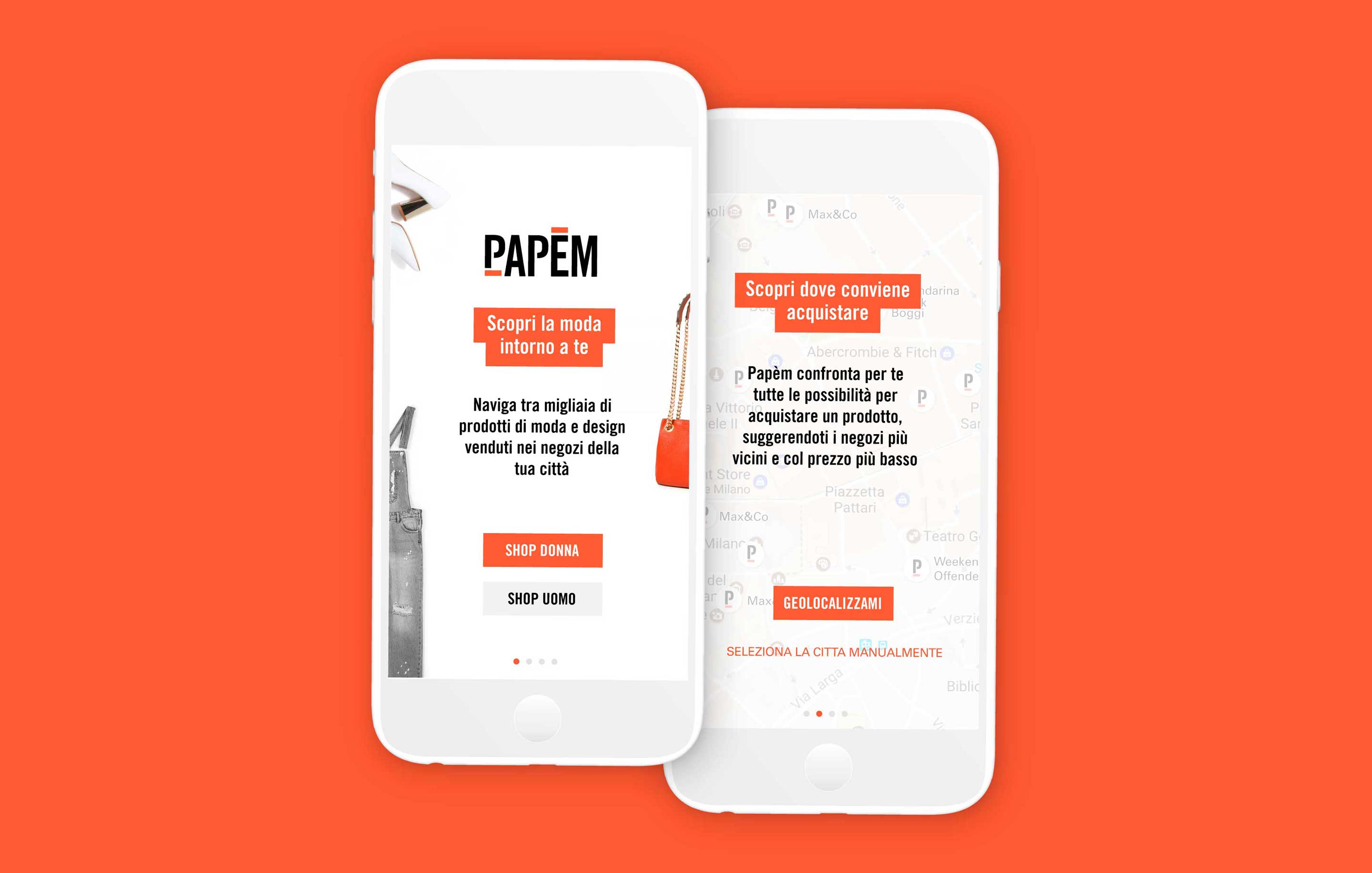 Branding and corporate identity for Papem, a fashion app in Italy by Ksenia Smirnova, 1503 Design