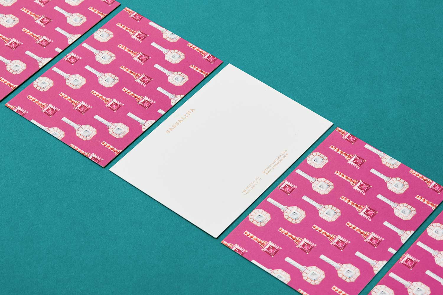 Branding and corporate identity for Sassalina, a Bespoke Jewellery brand from London, done by  1503 Design studio, Ksenia Smirnova