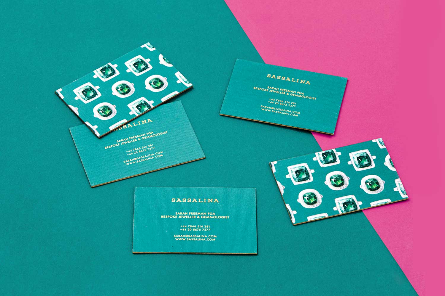 Branding and corporate identity for Sassalina, a Bespoke Jewellery brand from London, done by 1503 Design studio, Ksenia Smirnova